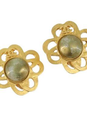 CHANEL Earring metal Gold CC Auth ka1110